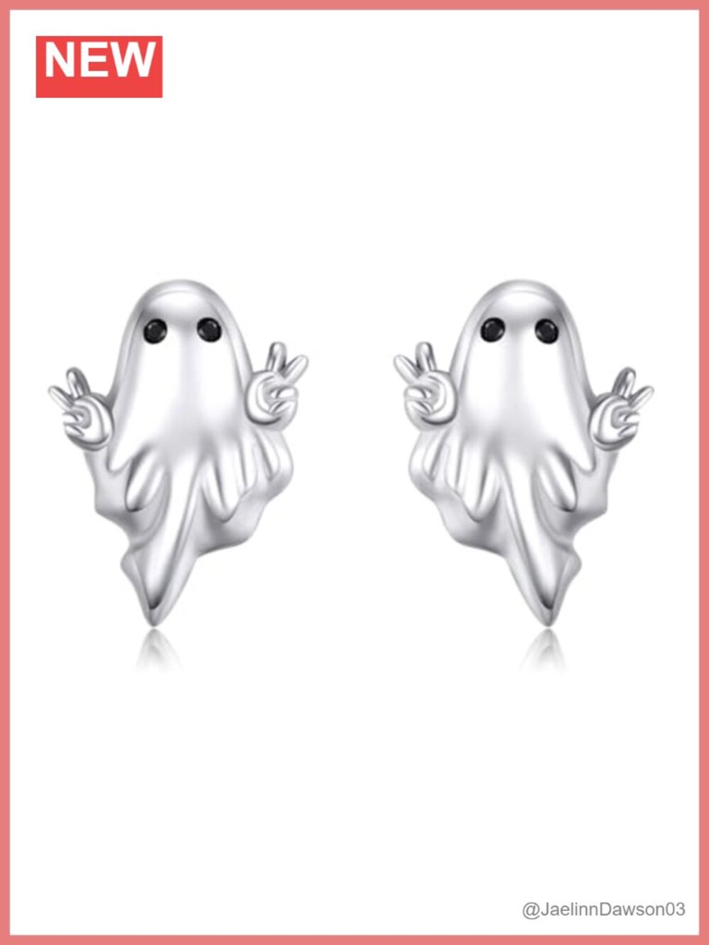 Sterling Silver Ghost Stud Earrings Gift for Women